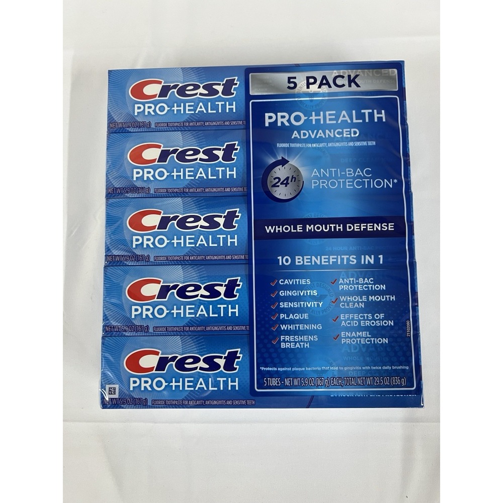 Crest Pro-Health Advanced Toothpaste 5 Pack Whole Mouth Defense 5.9oz Tubes NEW